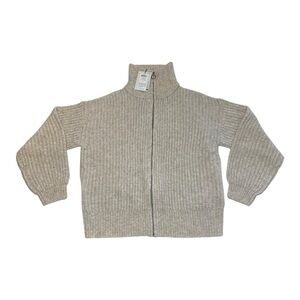 NEW JDY Women’s Cardigan knit Long Sleeve Zip Ribbed Beige Size Medium